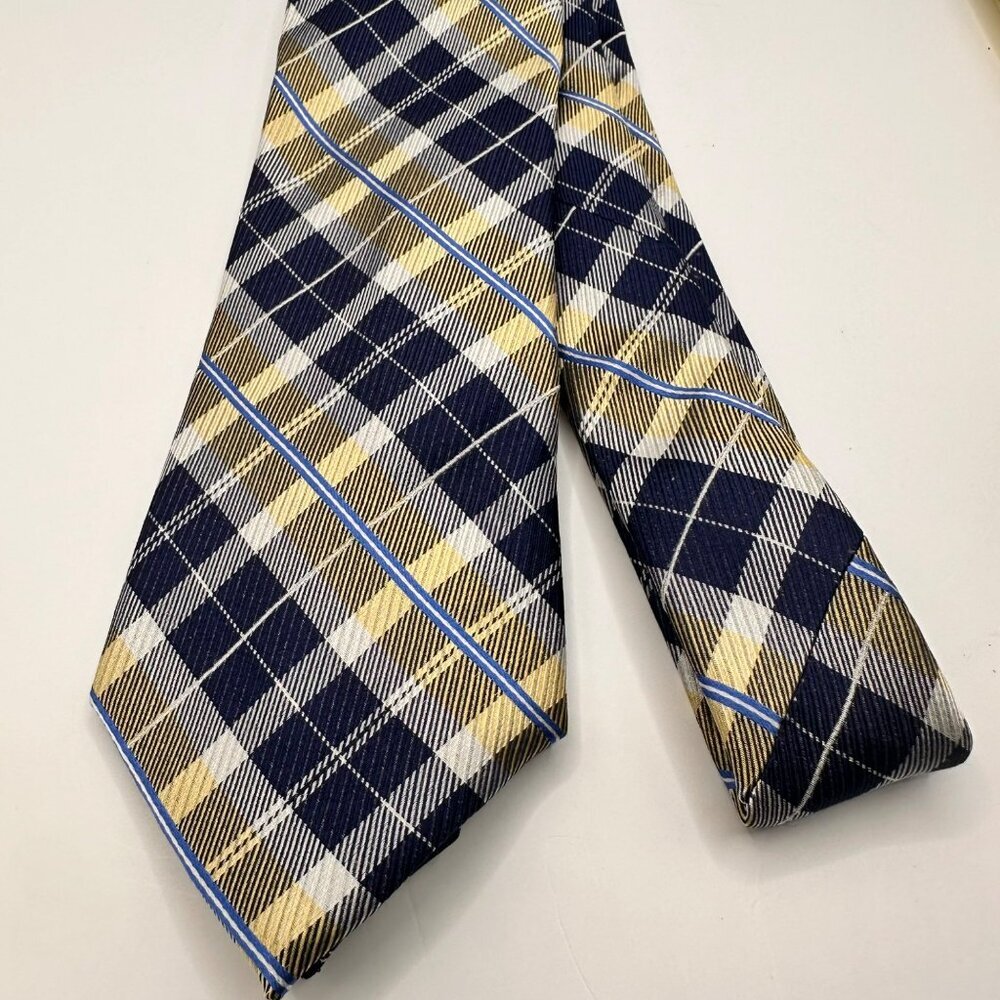 Men's Nautica Wearhouse Regular Yellow And Blue Plaid Neck Tie‎ NWT